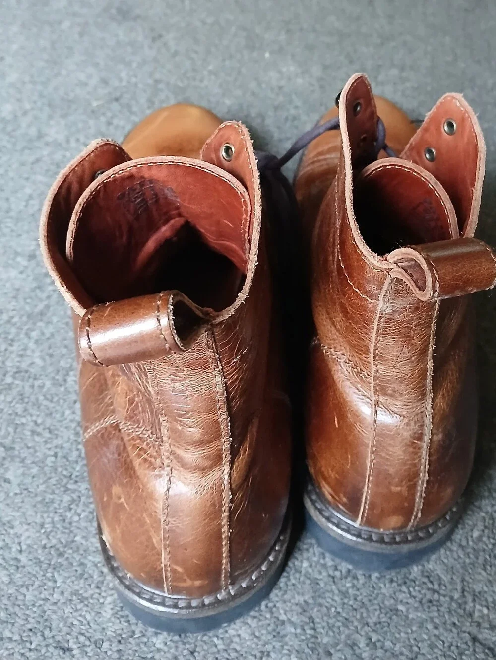 Patina Men's Brown Leather Lace-Up Boots Size 10